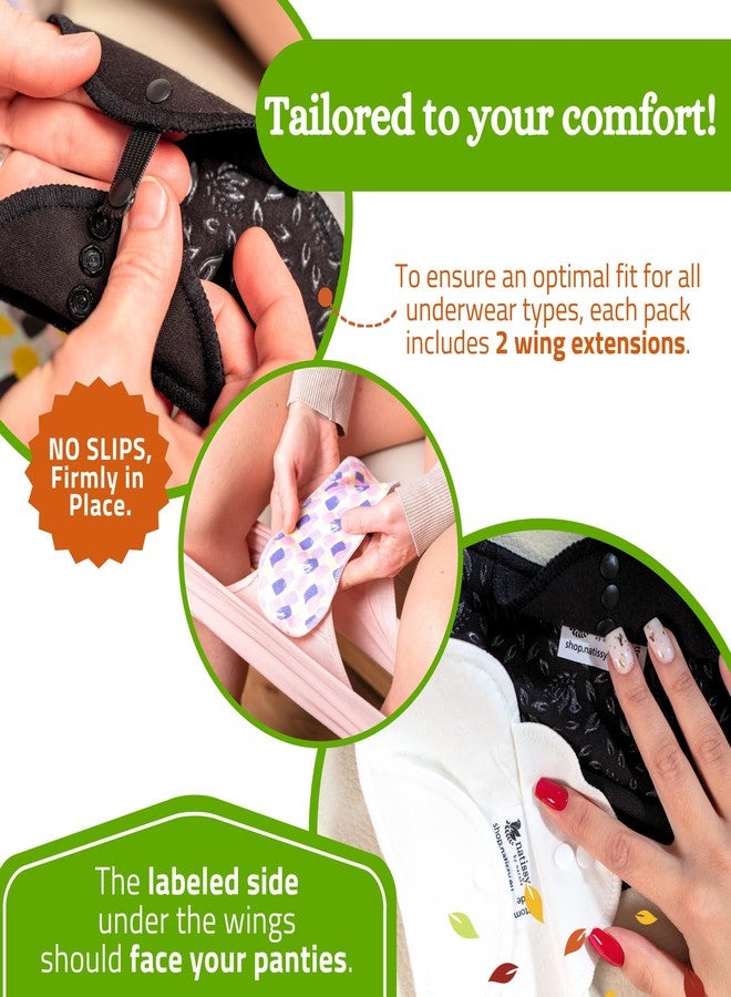 Natissy Non-Slip, (Premium) Reusable Menstrual Pads for Light Flow (6 Pack S+M) - Leak Proof & Odor Free Cotton Cloth Pads for Women & Teens - High-Temp Washable, Soft & Skin-Safe for All-Day Period Comfort - Image 4